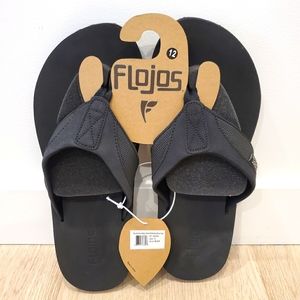 Flojos Men's Rico Black Flip-flops Size 12